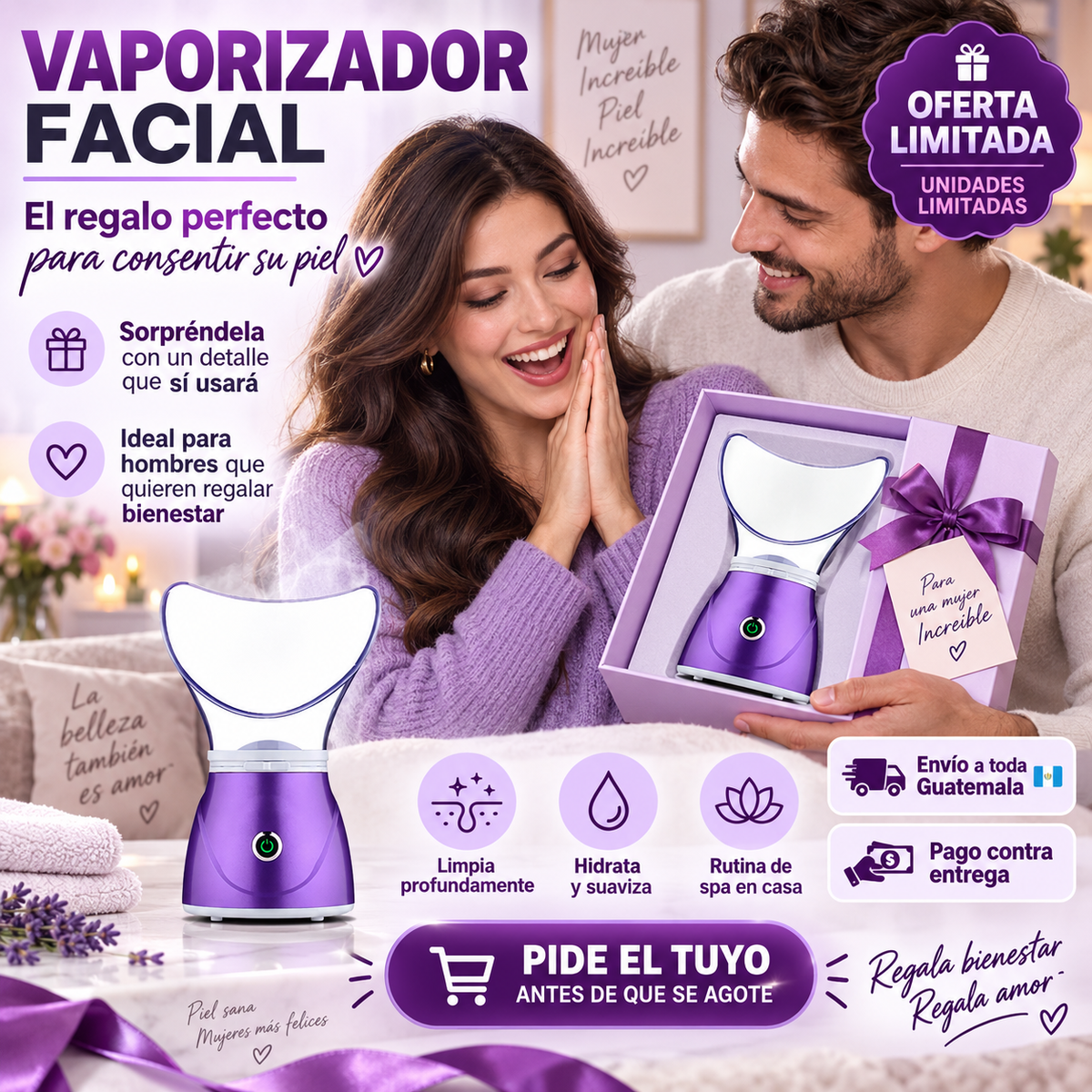 VAPORIZADOR FACIAL — Limpia, hidrata y renueva tu piel con vapor profesional 💨
