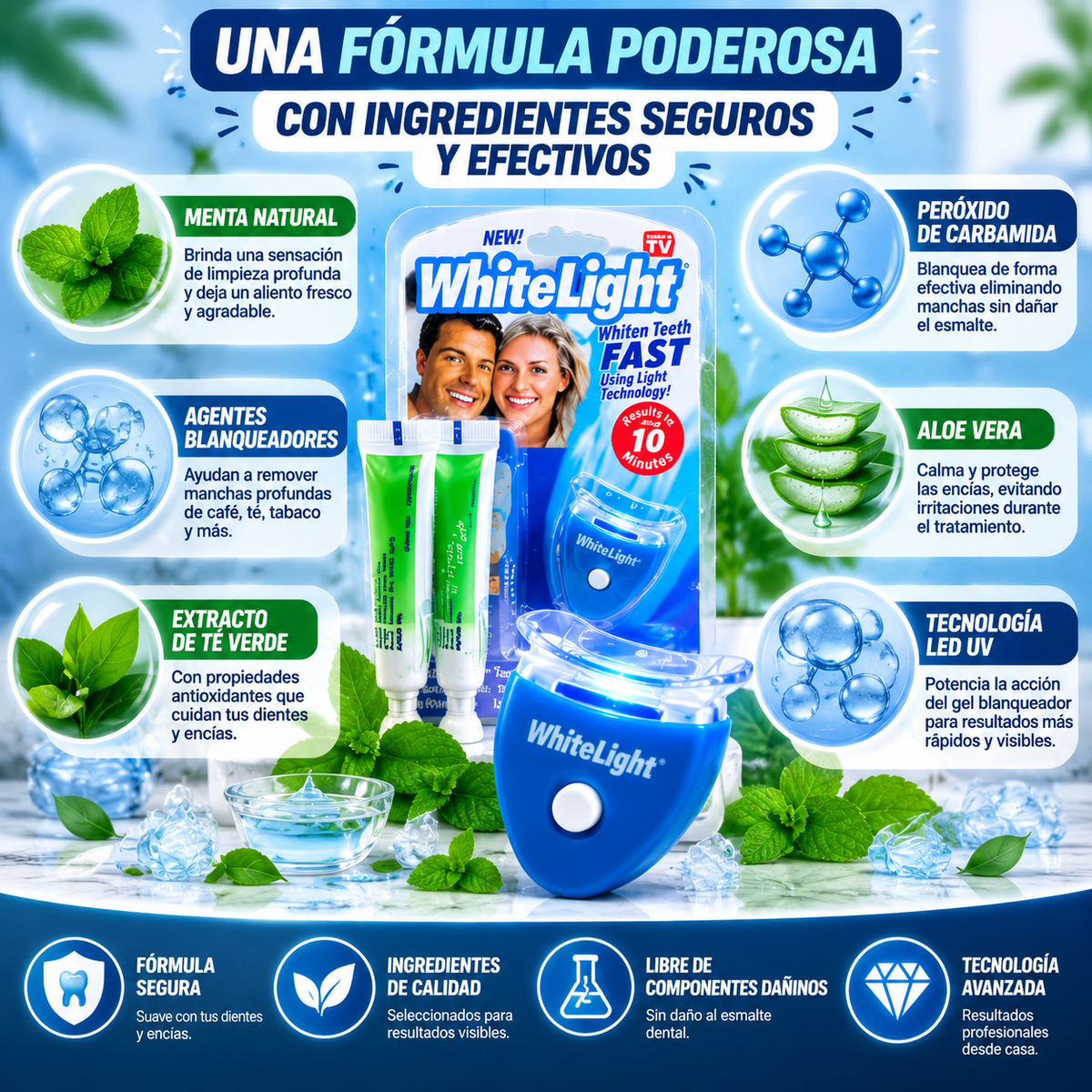 BLANQUEAMIENTO PROFESIONAL DENTAL EN CASA – Kit Dental con Luz LED para una Sonrisa Más Blanca y Brillante