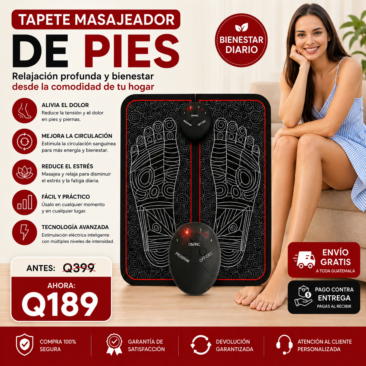 Tapete Masajeador de Pies EMS – Alivio y Relajación