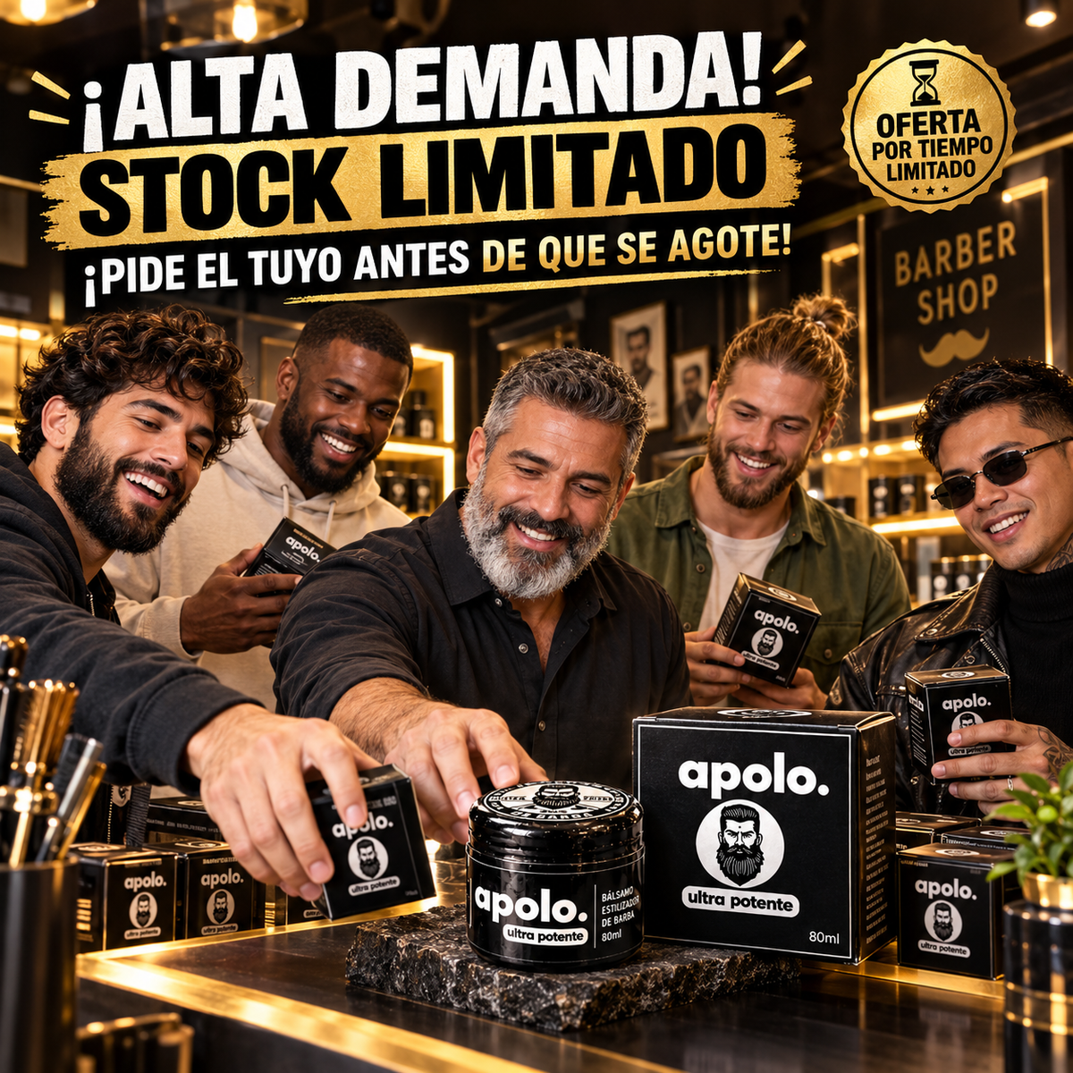 🧔🔥 APOLO ULTRA POTENTE – BÁLSAMO FIJADOR PARA BARBA 💪 Control, forma y acabado natural durante todo el día. ✨