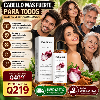 🧅EXCALVO SHAMPOO CEBOLLA ROJA| Reparación y Fortalecimiento Capilar con Romero 🌱 y Queratina ✨