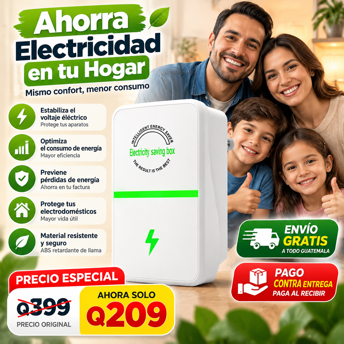 ⚡ AHORRADOR DE ENERGÍA PARA EL HOGAR ⚡ | 🔌 Dispositivo Inteligente de Eficiencia Eléctrica | 🛡️ Protector de Voltaje para Electrodomésticos | ✅ Fácil Instalación y Uso Diario