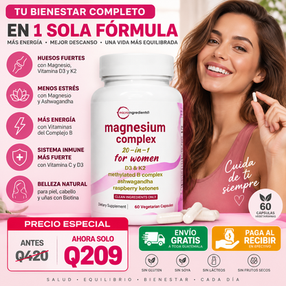 MAGNESIUM COMPLEX 20-in-1 💗 "20 nutrientes esenciales en una sola fórmula avanzada".