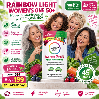 RAINBOW LIGHT WOMEN’S ONE 50+ – Vitaminas y Minerales para Mujeres 50+, Nutrientes Reales, Digestión y Energía Diaria