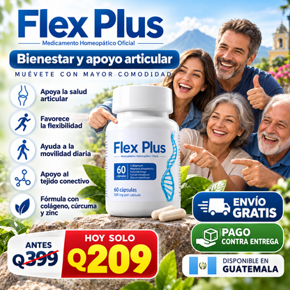 💙 FLEX PLUS | Cuida tus Articulaciones Cada Día 🌿 | Fórmula Avanzada con Ingredientes Seleccionados | Apoyo para Movilidad, Flexibilidad y Bienestar Articular | 60 Cápsulas