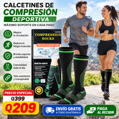 🧦 CALCETINES DE COMPRESIÓN UNISEX DEPORTIVOS | Compresión Graduada para Mejor Soporte Muscular 💪 | Tela Transpirable y Cómoda 🌬️ | Ideales para Running 🏃, Fitness 🏋️, Viajes ✈️ y Uso Diario 🚶