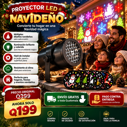 🎅 PROYECTOR LED NAVIDEÑO - para Exterior y Interior 🏡 12 Diseños Festivos Intercambiables | Resistente al Agua IP65 | Decoración Navideña Mágica para Casa, Jardín y Fachada 🎄🎁