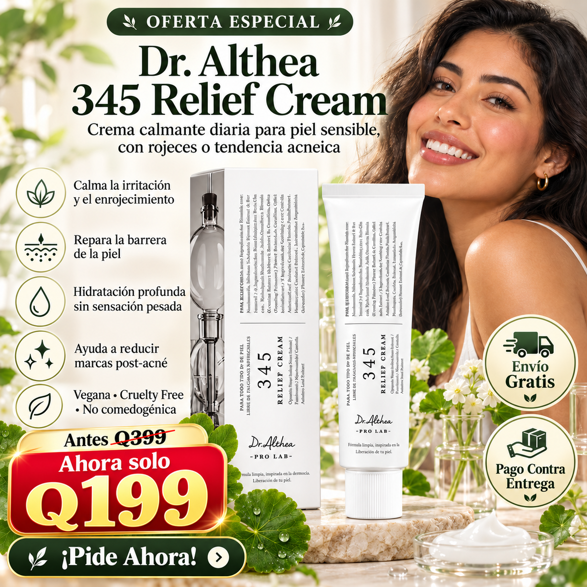 DR. ALTHEA 345 Relief Cream – Crema Facial Reparadora ✨ Vegana para Piel Irritada, Hidratación Ligera, Efecto Calmante y Cuidado de Marcas