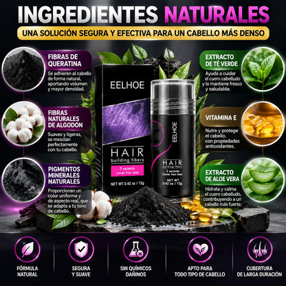 🔥 EELHOE Fibras Capilares ✨ | ¡Disimula las Zonas con Poco Cabello en Segundos! 💇‍♂️ Más Volumen, Aspecto Natural y un Peinado con Más Densidad 🖤