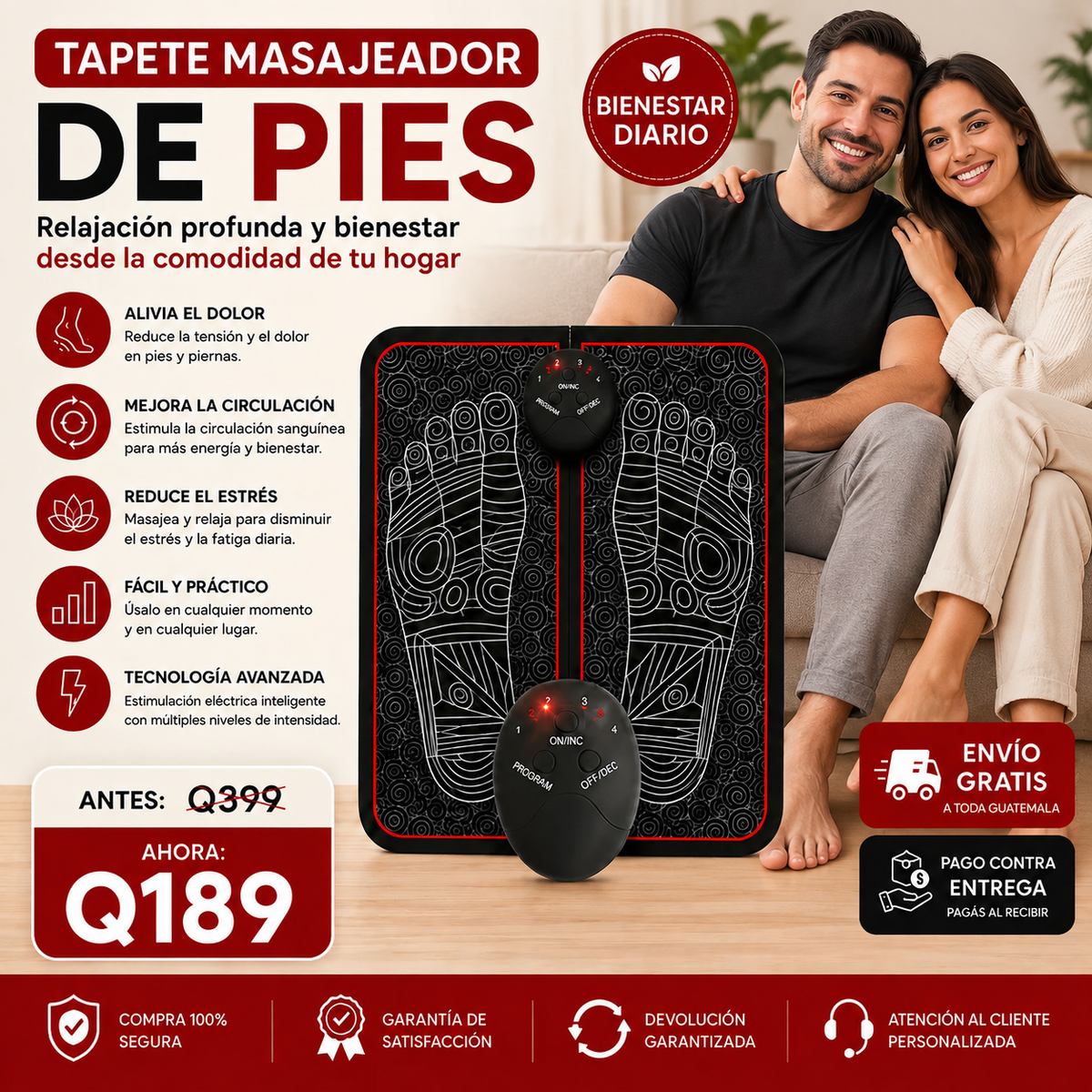 Tapete Masajeador de Pies EMS – Alivio y Relajación