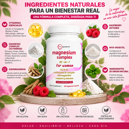 MAGNESIUM COMPLEX 20-in-1 💗 "20 nutrientes esenciales en una sola fórmula avanzada".