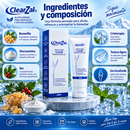 CLEARZAL - gel muscular y articular 60ml – alivio rápido efecto frío
