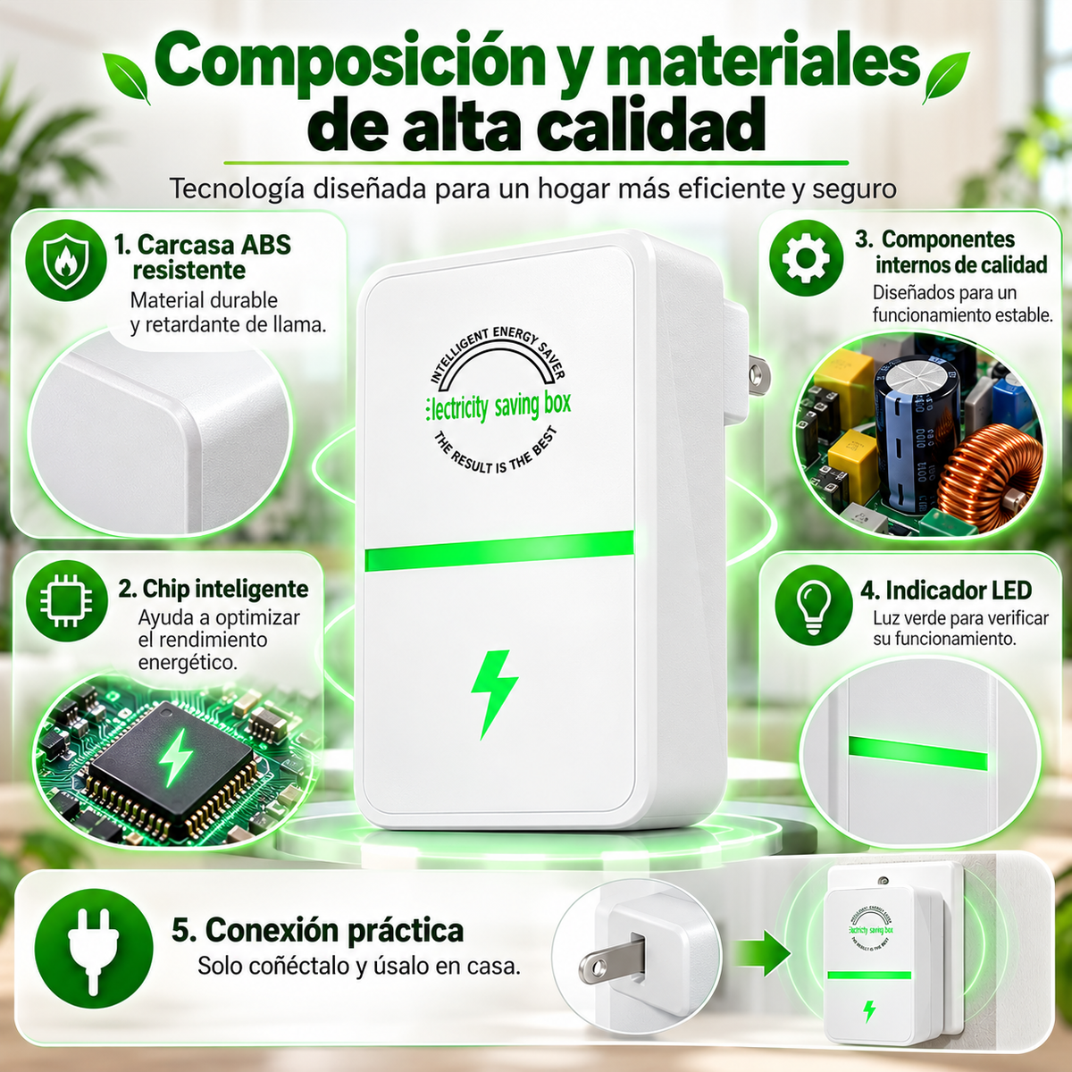 ⚡ AHORRADOR DE ENERGÍA PARA EL HOGAR ⚡ | 🔌 Dispositivo Inteligente de Eficiencia Eléctrica | 🛡️ Protector de Voltaje para Electrodomésticos | ✅ Fácil Instalación y Uso Diario