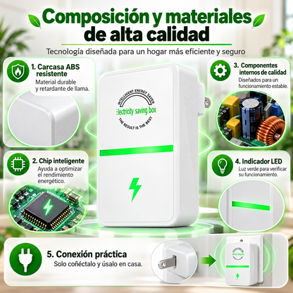 ⚡ AHORRADOR DE ENERGÍA PARA EL HOGAR ⚡ | 🔌 Dispositivo Inteligente de Eficiencia Eléctrica | 🛡️ Protector de Voltaje para Electrodomésticos | ✅ Fácil Instalación y Uso Diario