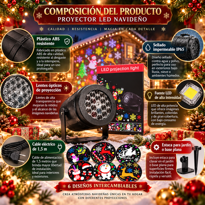 🎅 PROYECTOR LED NAVIDEÑO - para Exterior y Interior 🏡 12 Diseños Festivos Intercambiables | Resistente al Agua IP65 | Decoración Navideña Mágica para Casa, Jardín y Fachada 🎄🎁