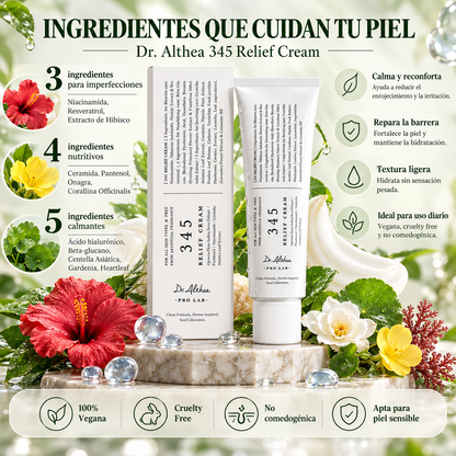 DR. ALTHEA 345 Relief Cream – Crema Facial Reparadora ✨ Vegana para Piel Irritada, Hidratación Ligera, Efecto Calmante y Cuidado de Marcas