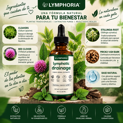 ⭐ GOTAS DE DRENAJE LINFÁTICO NATURAL LYMPHORIA™"Siéntete Más Ligera Cada Día Con Extractos Herbales Naturales"