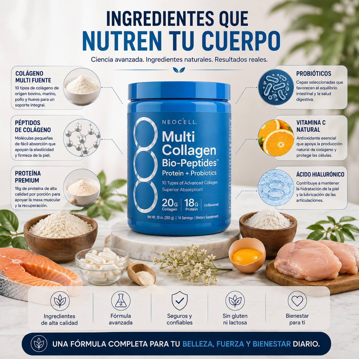 NEOCELL Multi Collagen Bio-Peptides-  El secreto de una belleza que comienza desde adentro