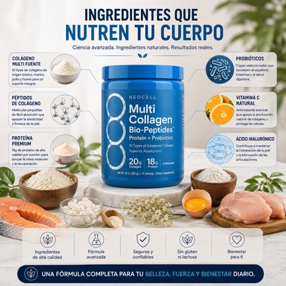 NEOCELL Multi Collagen Bio-Peptides-  El secreto de una belleza que comienza desde adentro