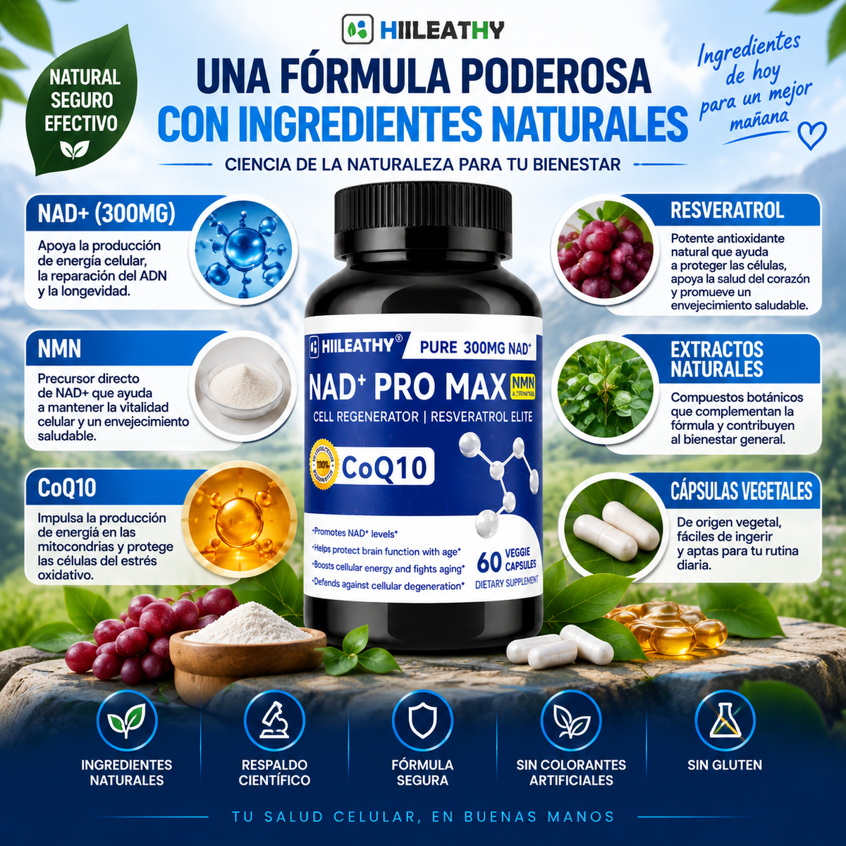 NAD+ Pro Max 300mg – Apoya la Energía Celular y un Envejecimiento Saludable
