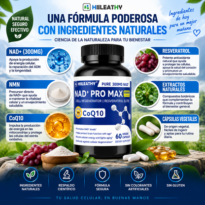 NAD+ Pro Max 300mg – Apoya la Energía Celular y un Envejecimiento Saludable