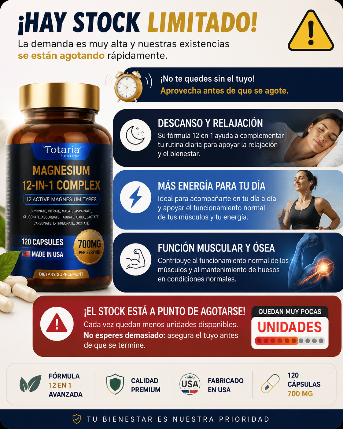 Magnesio 12 en 1 Complex | 700 mg | 120 Cápsulas