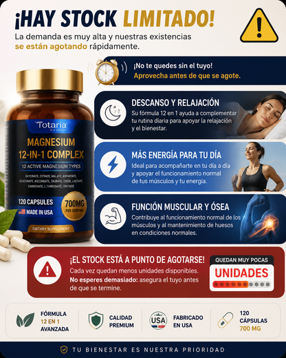 Magnesio 12 en 1 Complex | 700 mg | 120 Cápsulas