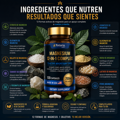 Magnesio 12 en 1 Complex | 700 mg | 120 Cápsulas